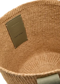 Woody logo-embroidered raffia basket bag