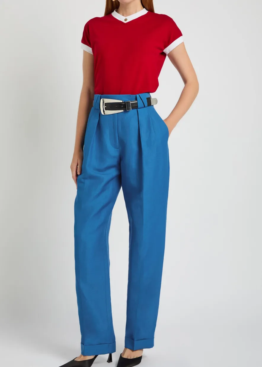 Wool and linen-blend trousers