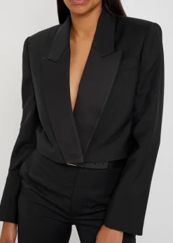 Wool and mohair-blend cropped blazer