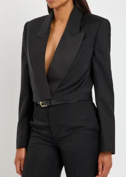Wool and mohair-blend cropped blazer