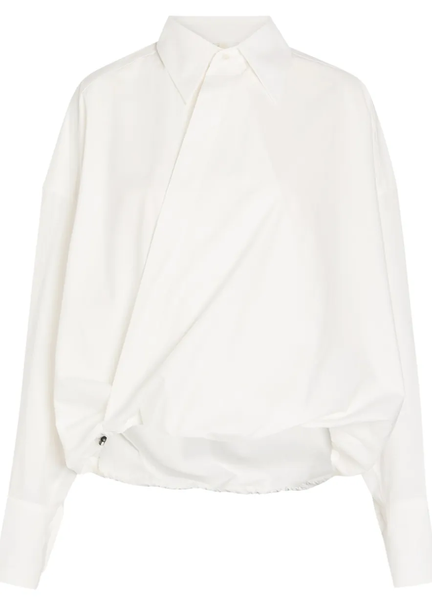 Wrap-effect cotton-poplin shirt
