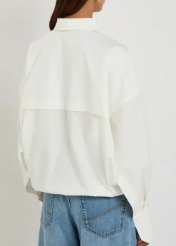 Wrap-effect cotton-poplin shirt