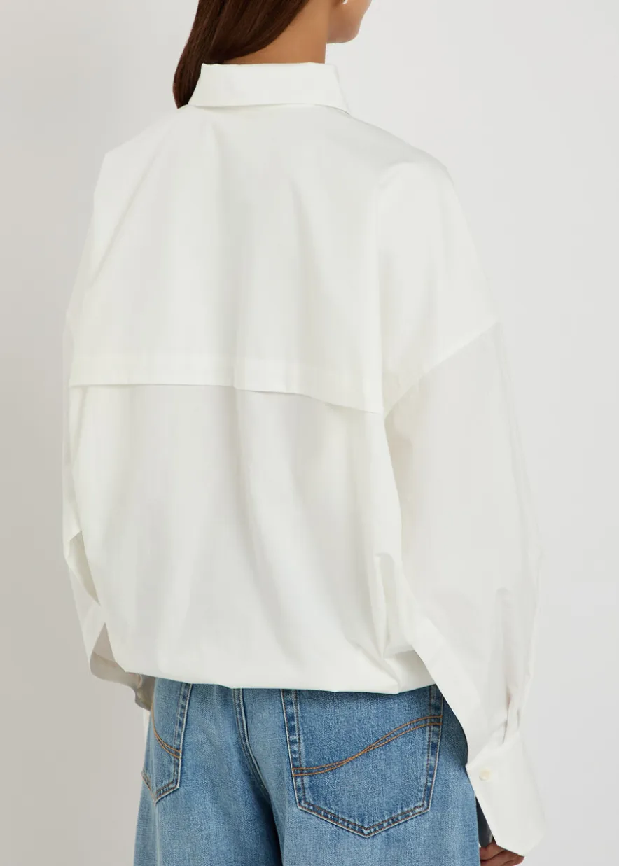 Wrap-effect cotton-poplin shirt