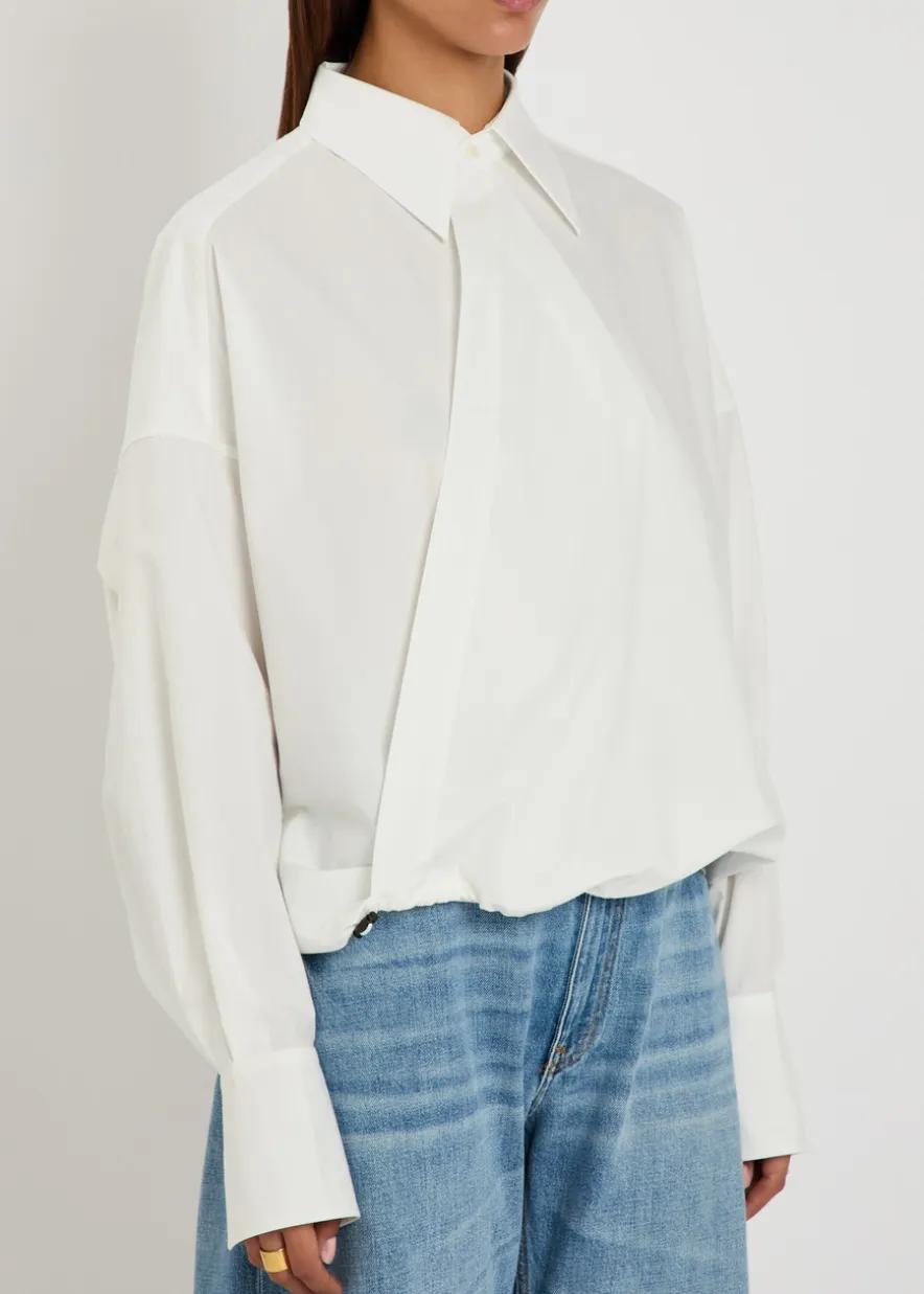 Wrap-effect cotton-poplin shirt