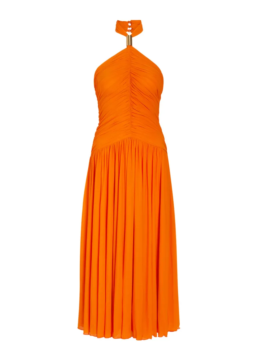 Wrenley ruched tissue jersey midi dress