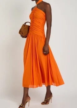 Wrenley ruched tissue jersey midi dress