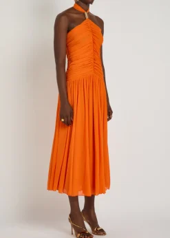 Wrenley ruched tissue jersey midi dress