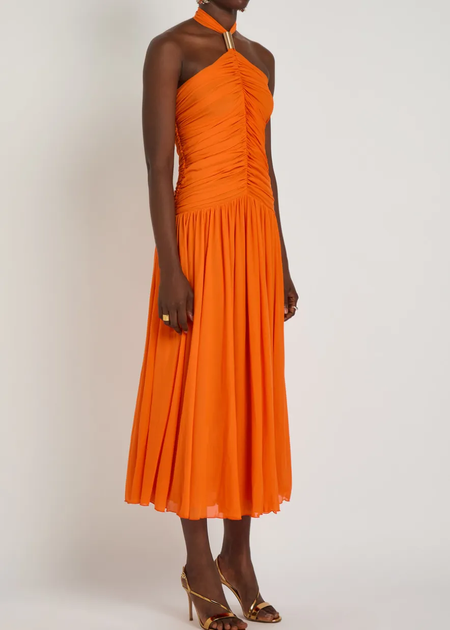 Wrenley ruched tissue jersey midi dress