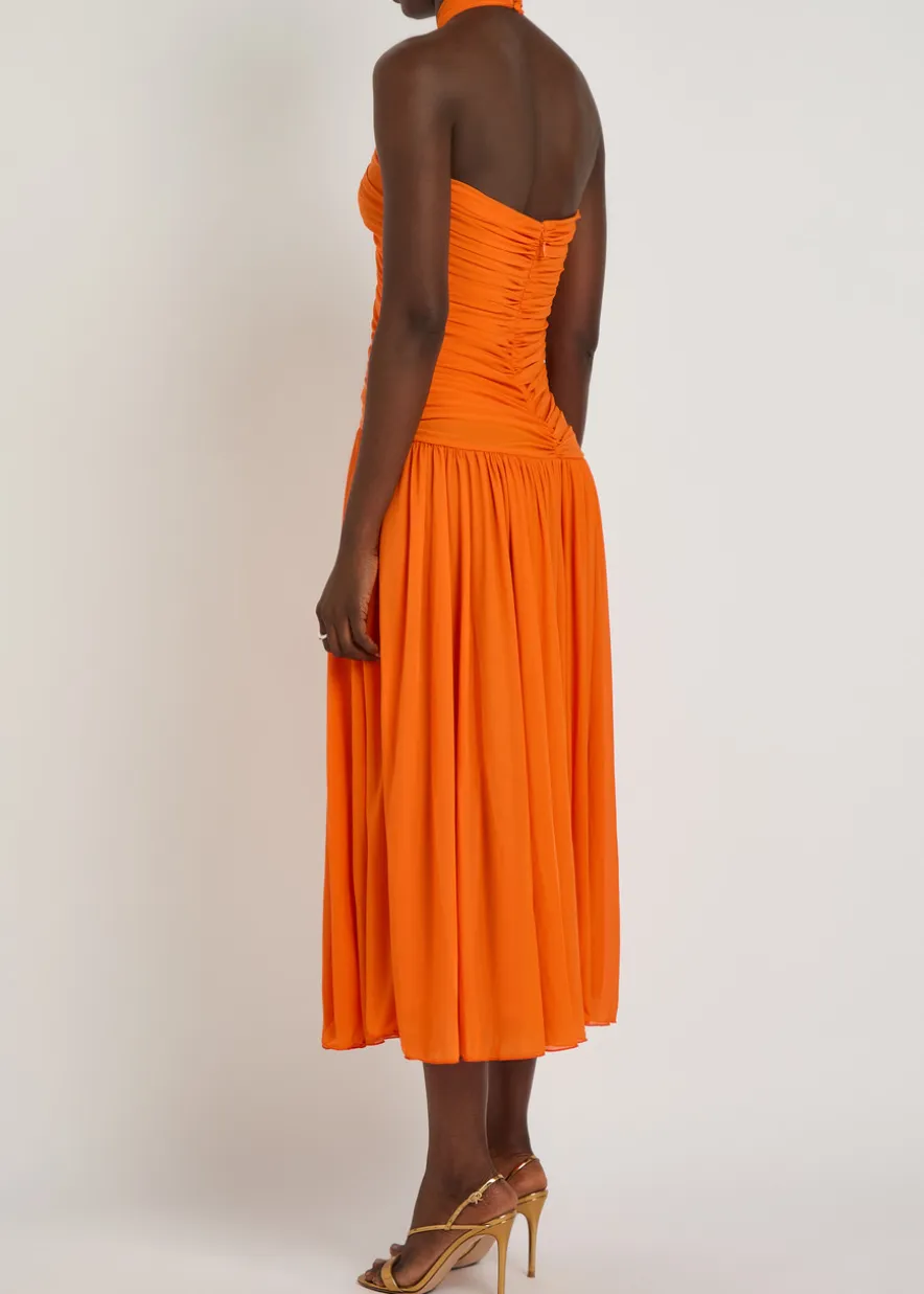 Wrenley ruched tissue jersey midi dress
