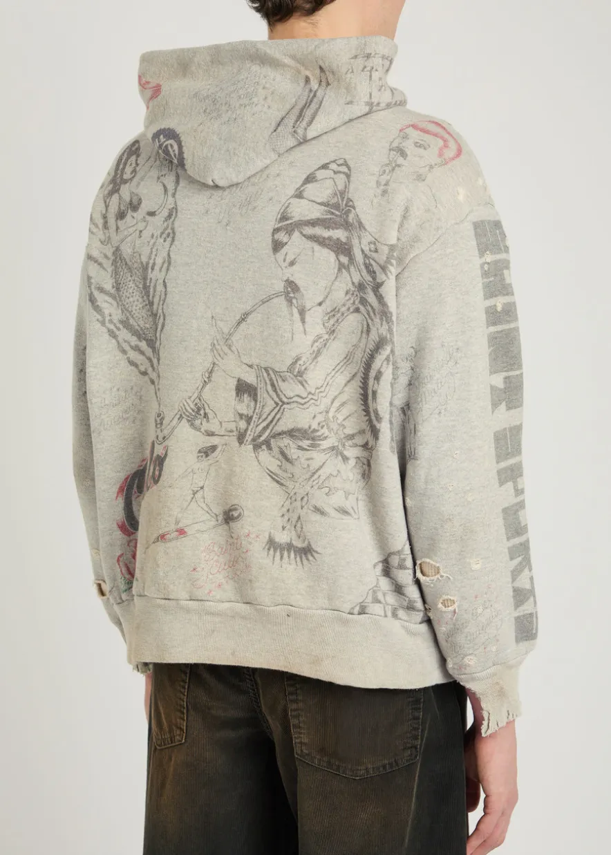 X Alexis Drawing distressed hooded cotton sweatshirt