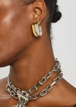 XL Link two-tone hoop earrings