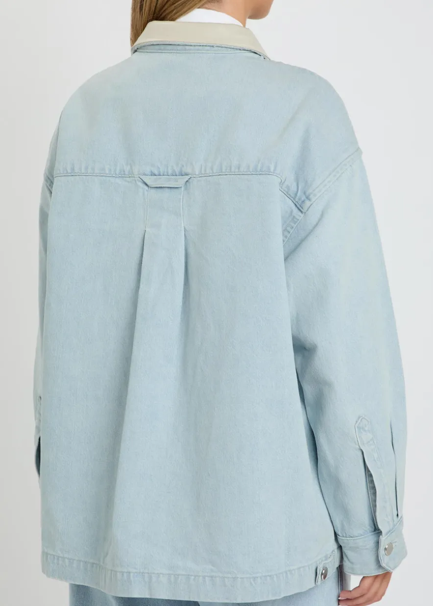 X Maria McManus leather-trim denim jacket