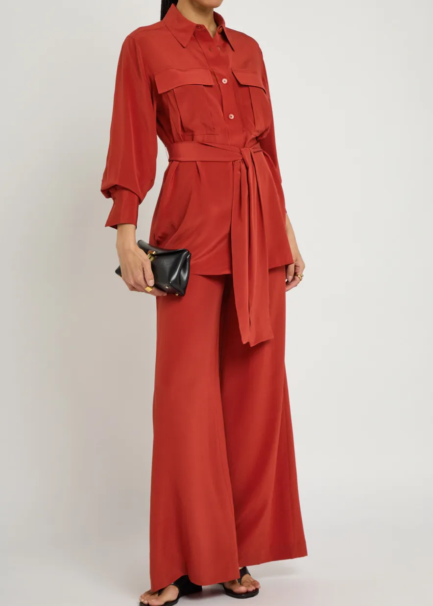 Yas belted silk shirt