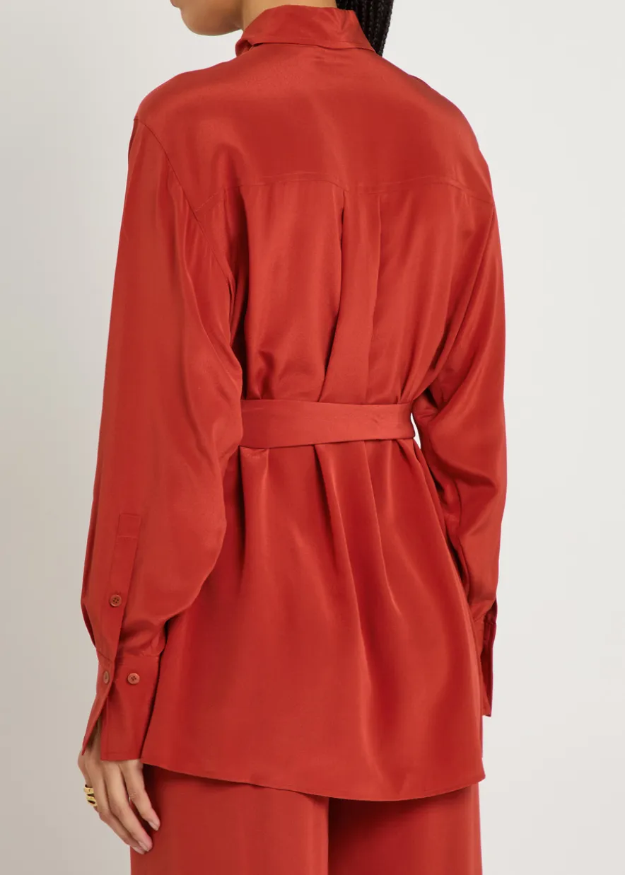 Yas belted silk shirt