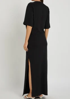 Zanna gathered cotton maxi T-shirt dress