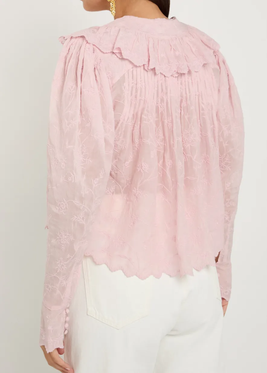Zelly embroidered cotton-blend blouse