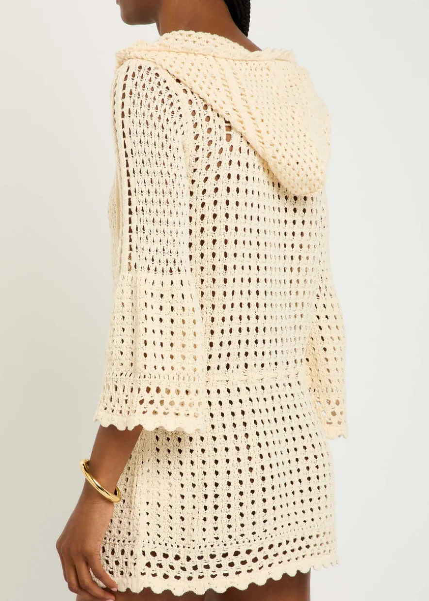 Zelnie hooded crochet-knit mini dress