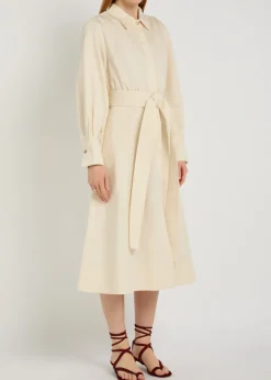 Ziane belted cotton -blend midi shirt dress