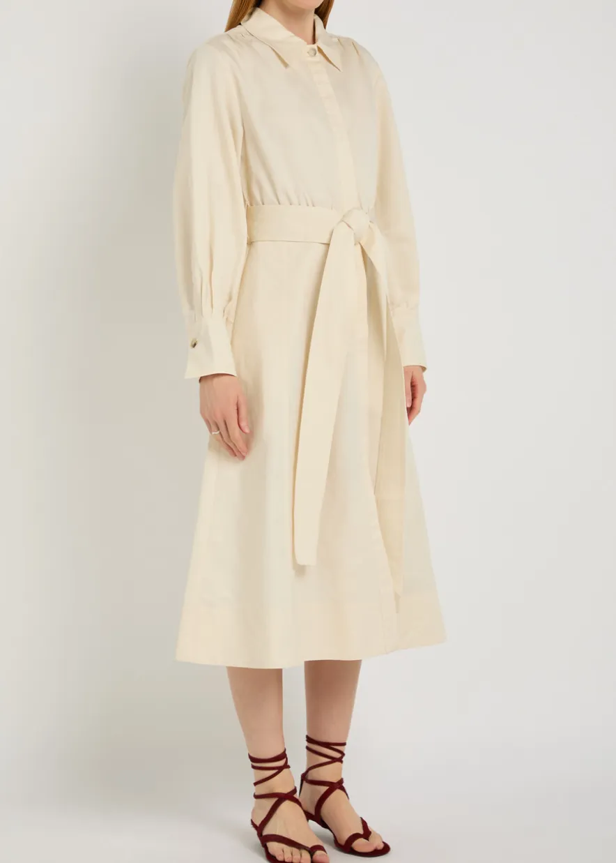 Ziane belted cotton -blend midi shirt dress