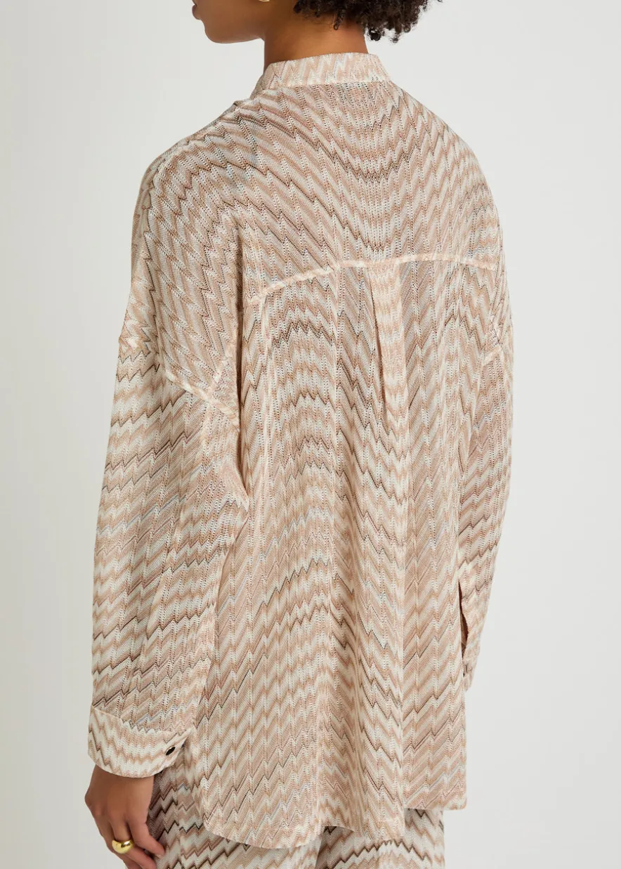 Zigzag fine-knit blouse