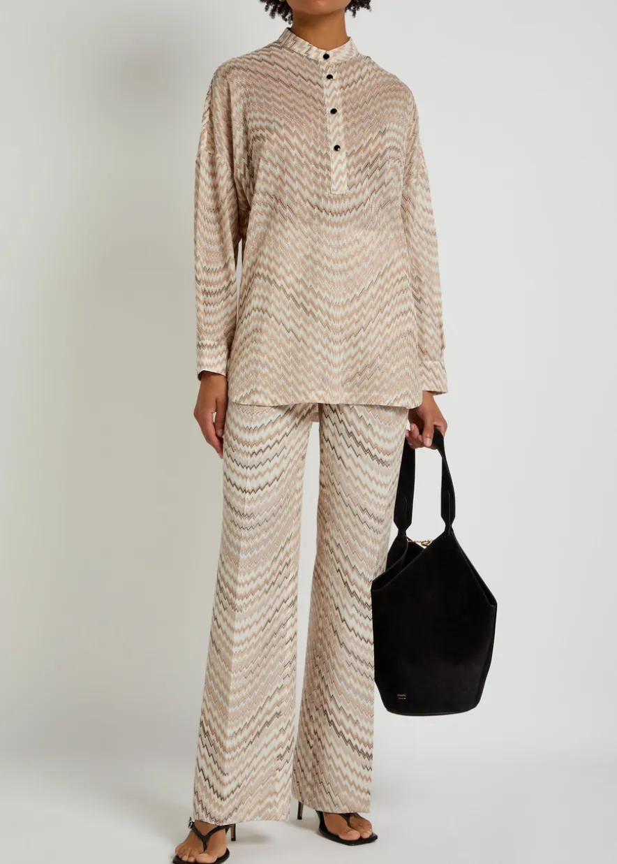 Zigzag fine-knit blouse