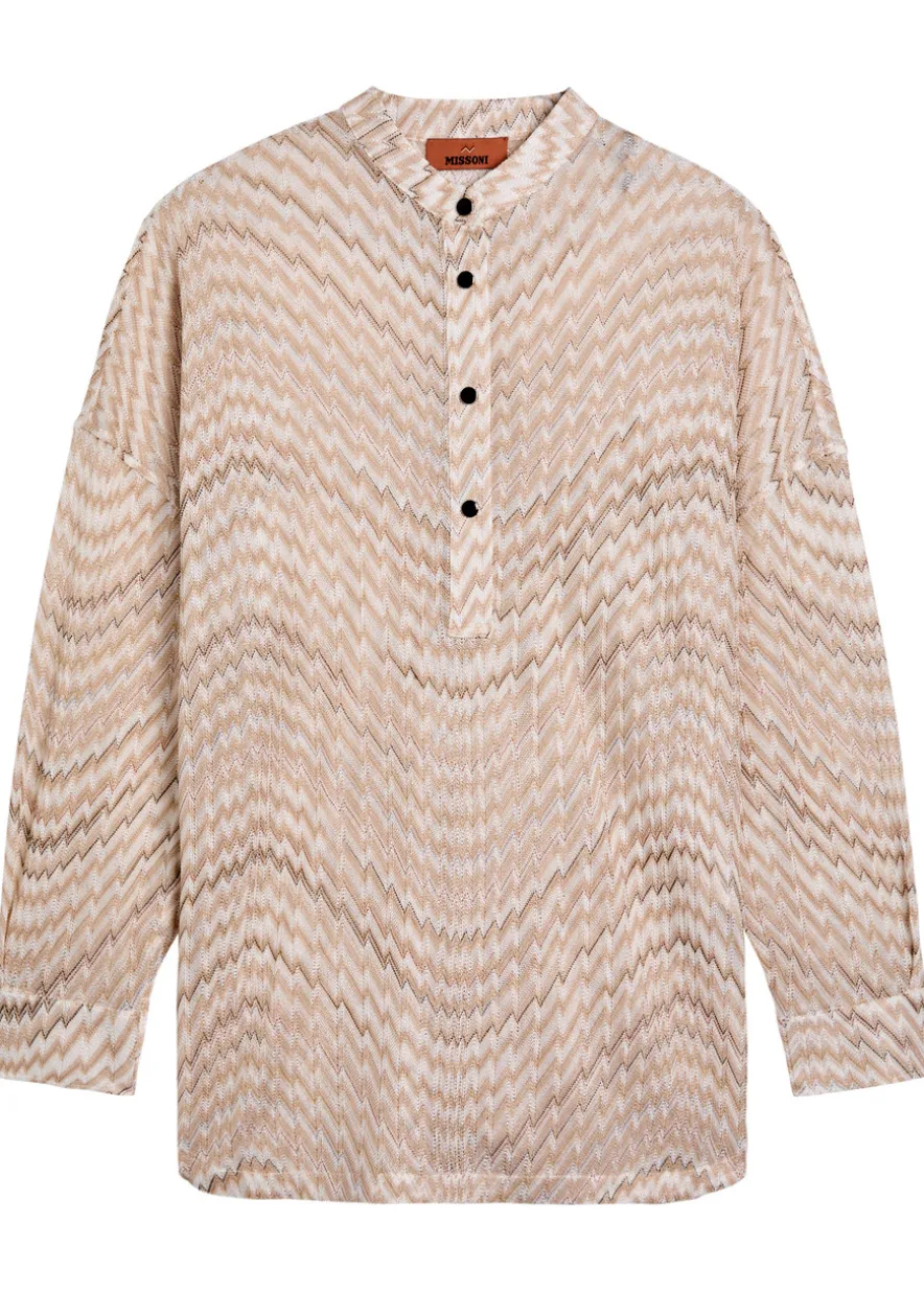 Zigzag fine-knit blouse