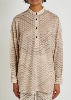 Zigzag fine-knit blouse