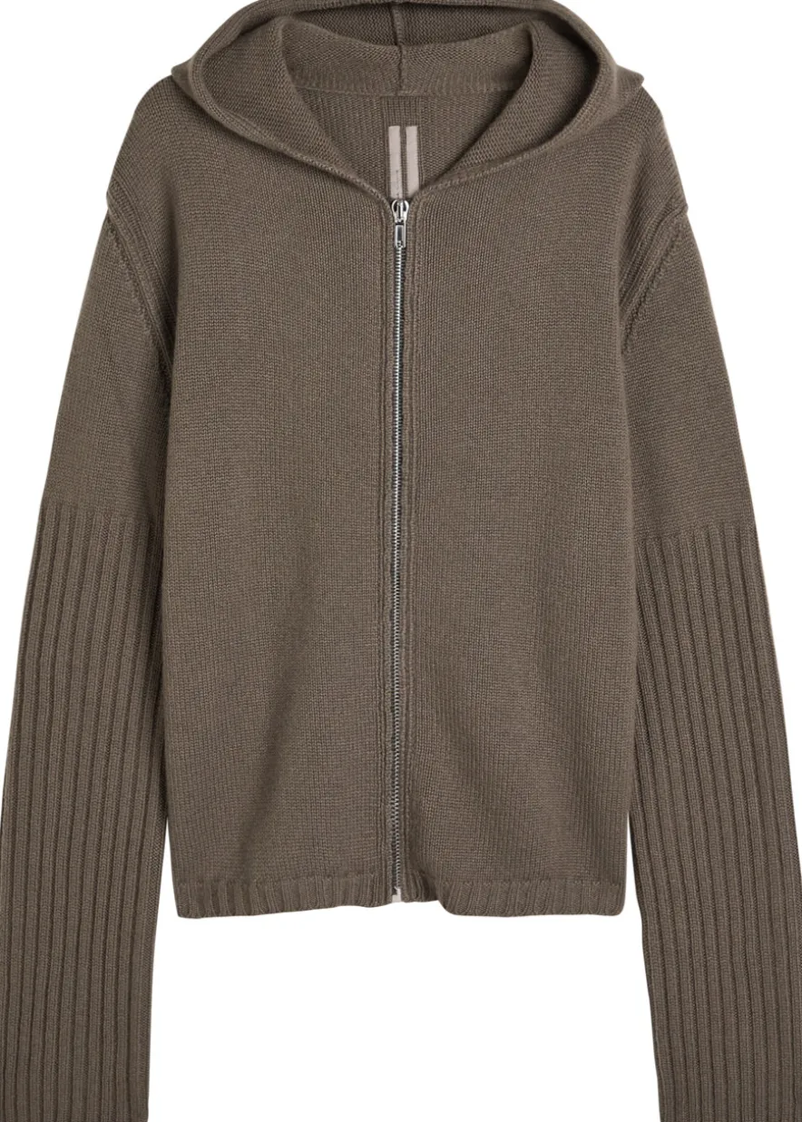Zipped hooded cashmere jumper