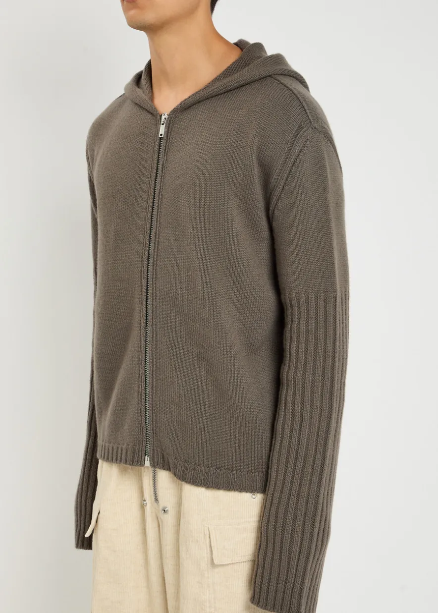 Zipped hooded cashmere jumper