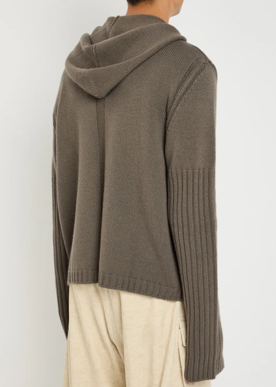 Zipped hooded cashmere jumper