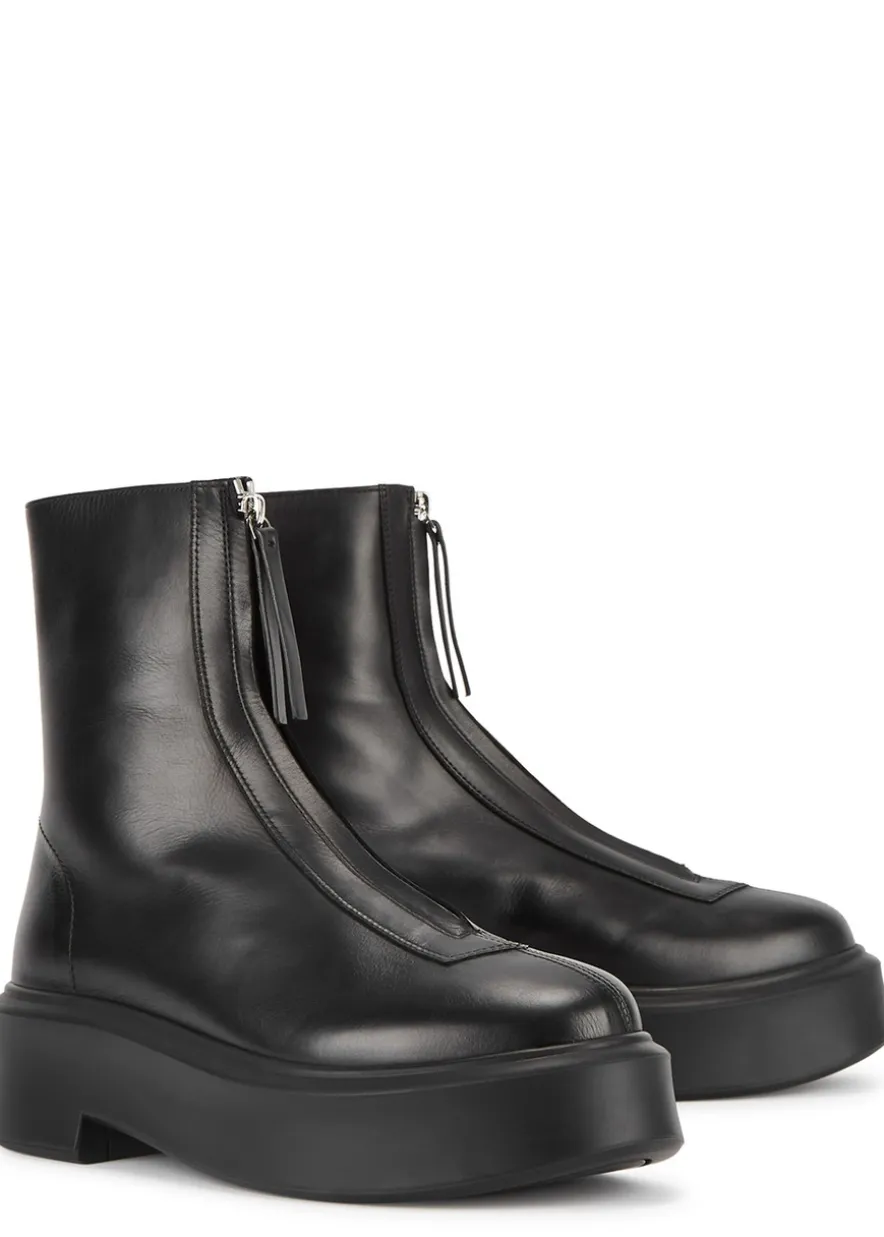 Zipped 1 leather flatform ankle boots