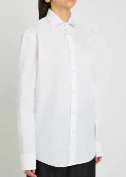 Zipped sleeve cotton-blend shirt