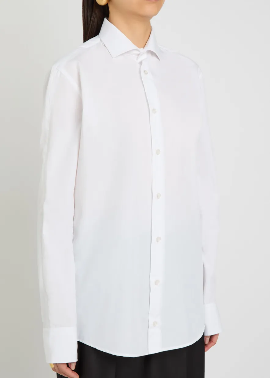 Zipped sleeve cotton-blend shirt