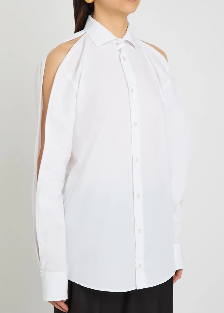 Zipped sleeve cotton-blend shirt