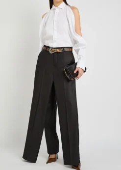 Zipped sleeve cotton-blend shirt