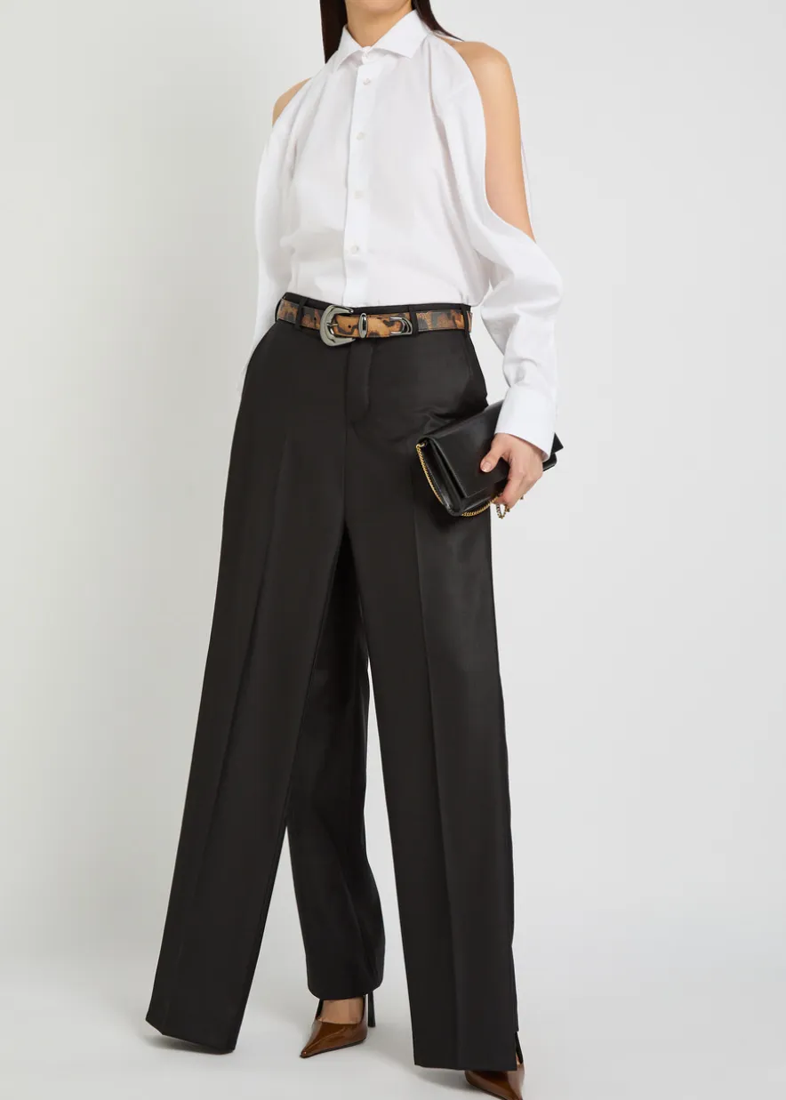 Zipped sleeve cotton-blend shirt