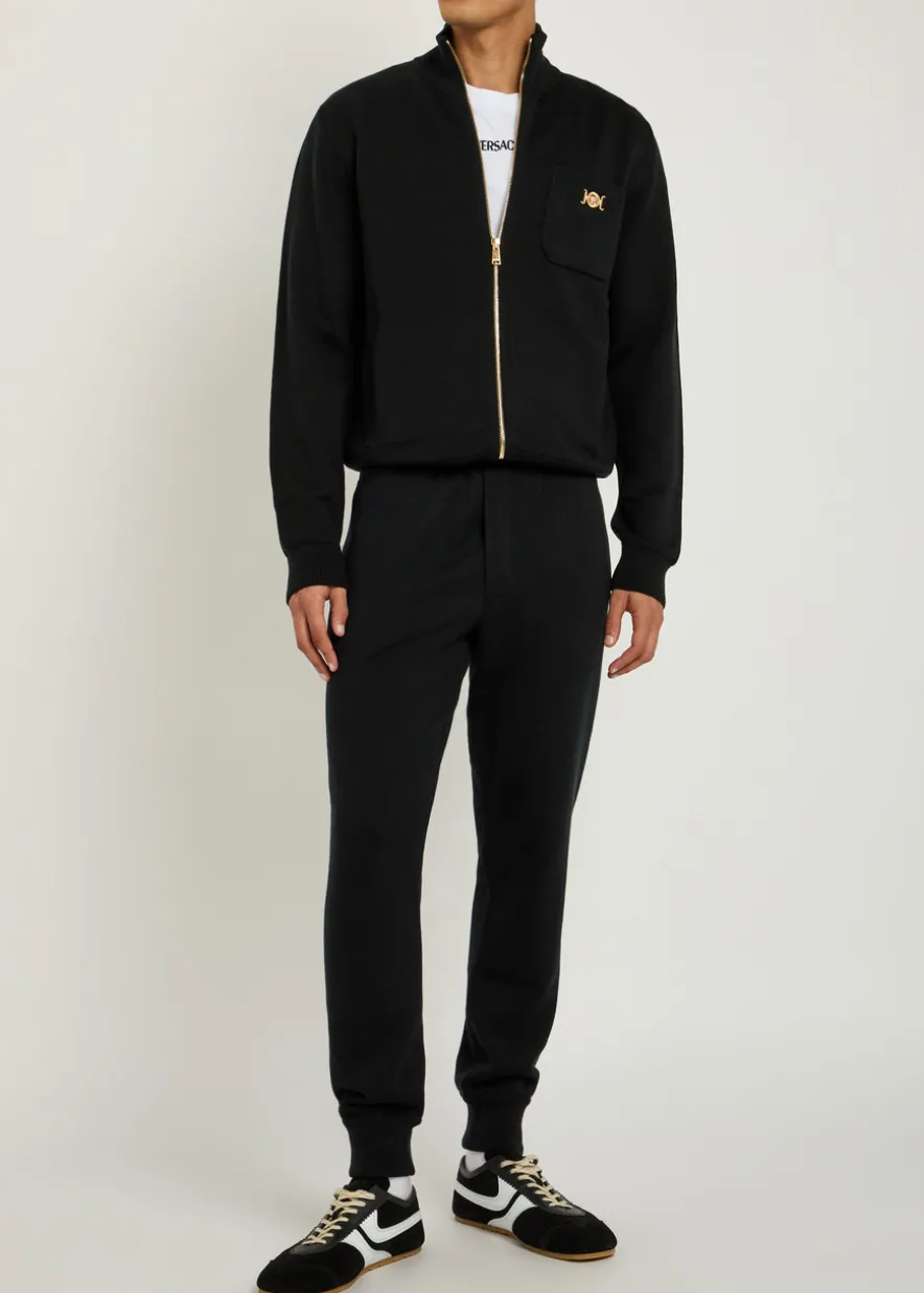 Zip-through cotton and cashmere-blend jumper