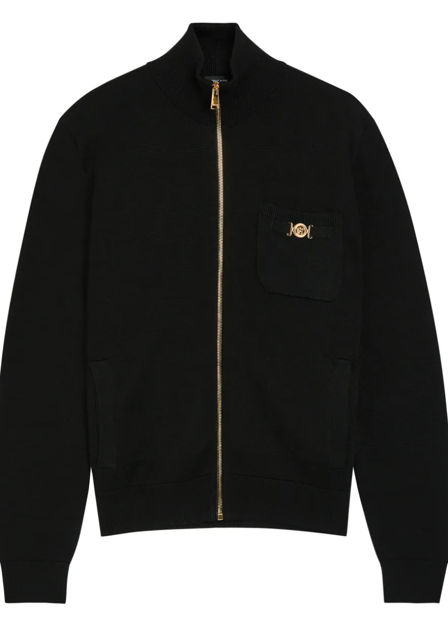 Zip-through cotton and cashmere-blend jumper