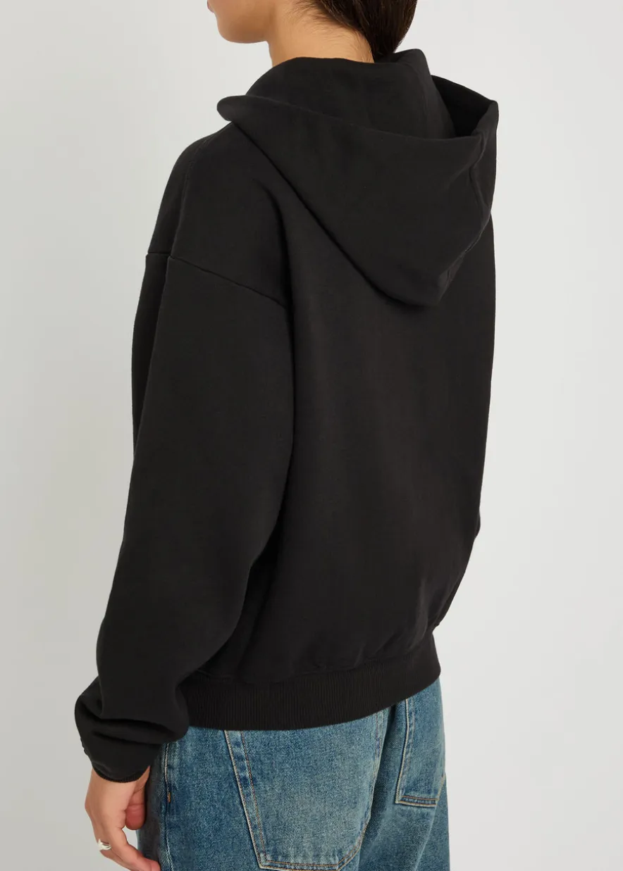 Zip-up cotton-blend hooded sweatshirt