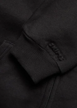 Zip-up cotton-blend hooded sweatshirt