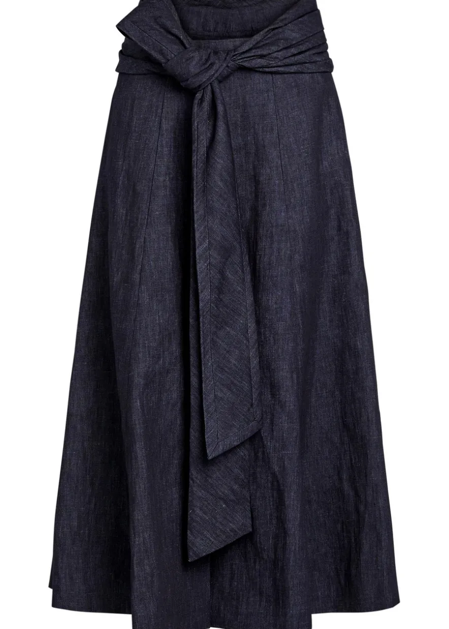 Zivan cotton and linen-blend midi skirt