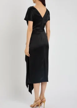 Zoa draped asymmetric satin midi dress